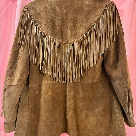 Vintage Suede Leather Jacket With Fringe! - Picture 8 of 10